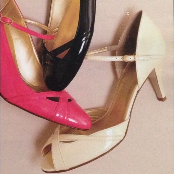 J Crew Italy Patent Leather Royal Alessia Peep Toe Heel Pump Shoe 7.5 - Picture 4 of 4